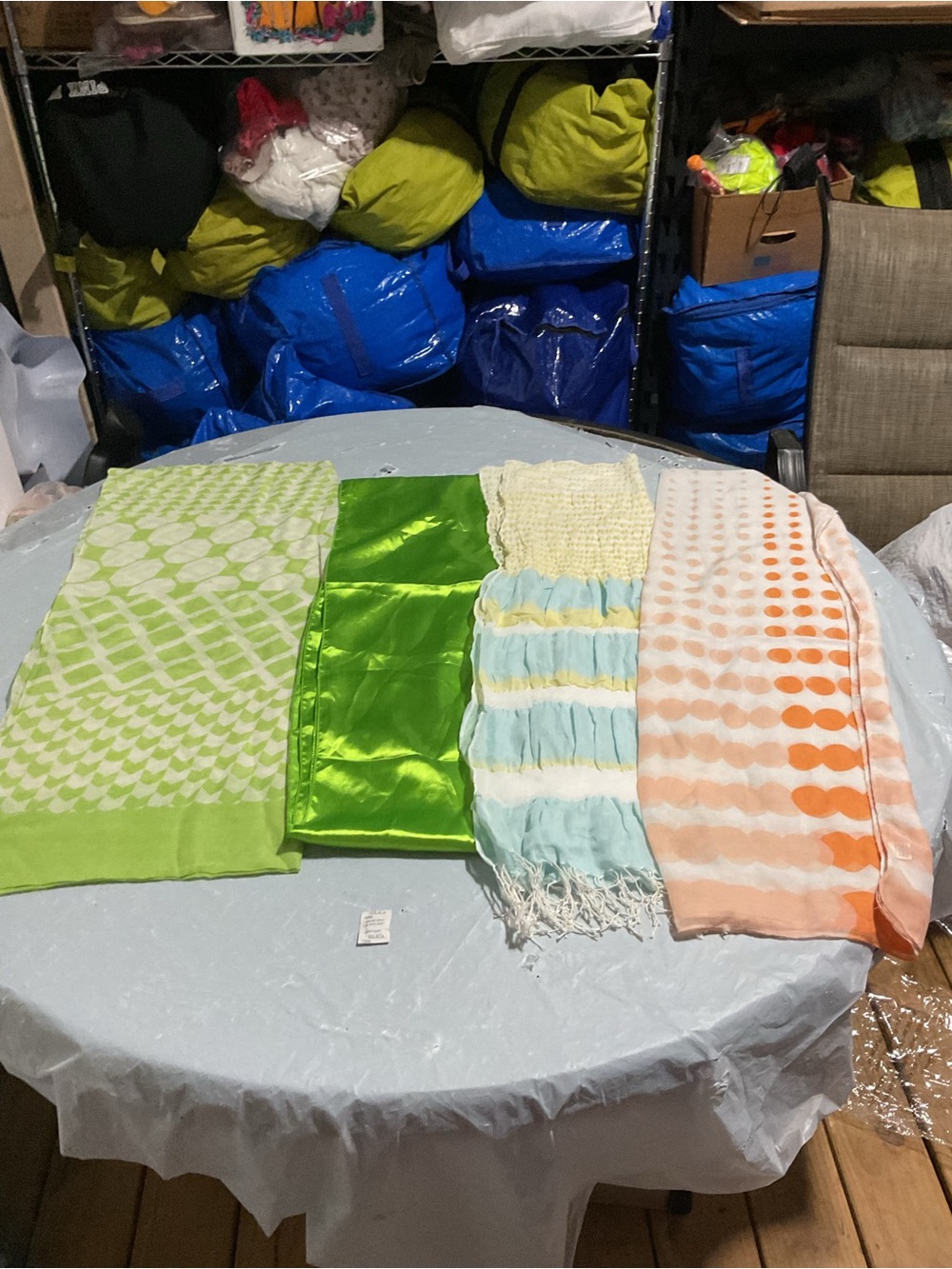 Women’s Lightweight Scarves & Wraps - Green and Peach Mix
